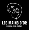 Logo noir de l'atelier de couture de Val d'Emploi, Les Mains d'Or.