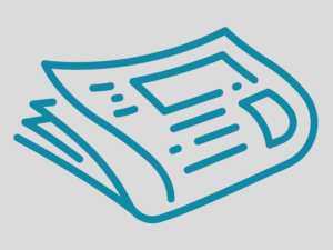 Icone d'un journal bleu sur fond gris.